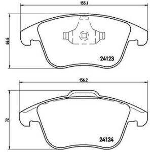 Bromsbelägg BREMBO P 24 076, Framaxel (Sats)