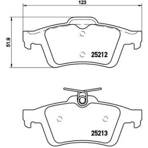 Bromsbelägg BREMBO P 24 148, Bakaxel (Sats)