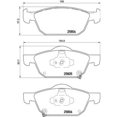 Bromsbelägg BREMBO P 28 076, Framaxel (Sats)