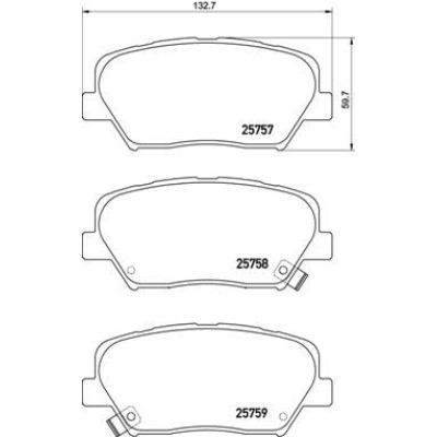 Bromsbelägg BREMBO P 30 070, Framaxel (Sats)