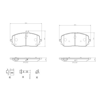 Bromsbelägg BREMBO P 50 152, Framaxel (Sats)