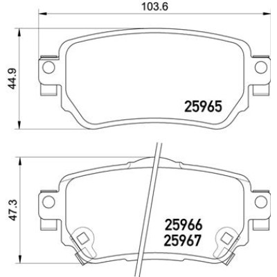 Bromsbelägg BREMBO P 56 098, Bakaxel (Sats)
