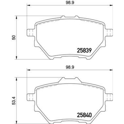 Bromsbelägg BREMBO P 61 122, Bakaxel (Sats)