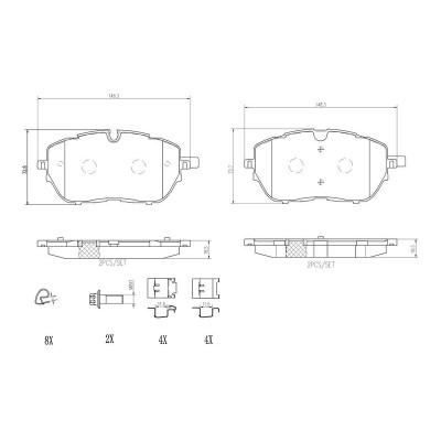Bromsbelägg BREMBO P 61 128, Framaxel (Sats)