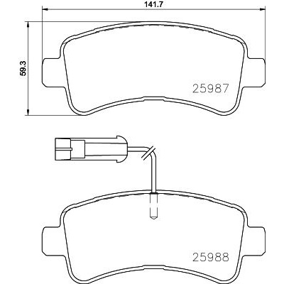 Bromsbelägg BREMBO P 61 130, Bakaxel (Sats)