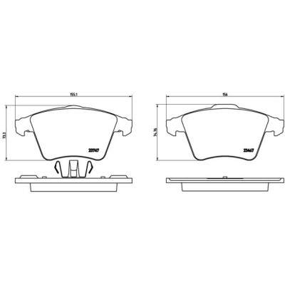 Bromsbelägg BREMBO P 85 106, Framaxel (Sats)