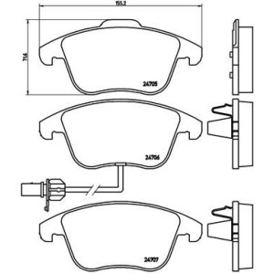 Bromsbelägg BREMBO P 85 113, Framaxel (Sats)