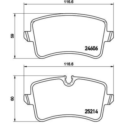 Bromsbelägg BREMBO P 85 117, Bakaxel (Sats)