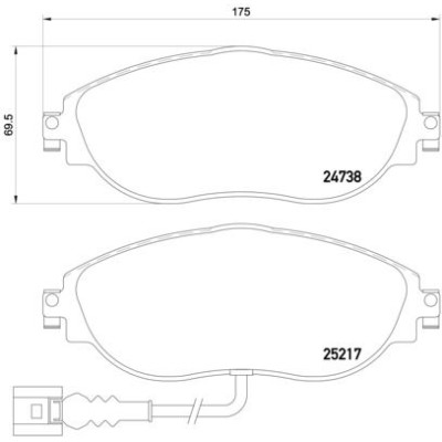 Bromsbelägg BREMBO P 85 131, Framaxel (Sats)