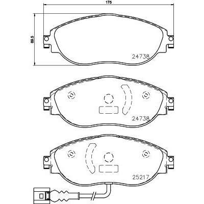 Bromsbelägg BREMBO P 85 144, Framaxel (Sats)