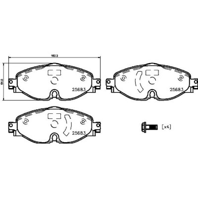 Bromsbelägg BREMBO P 85 147, Framaxel (Sats)