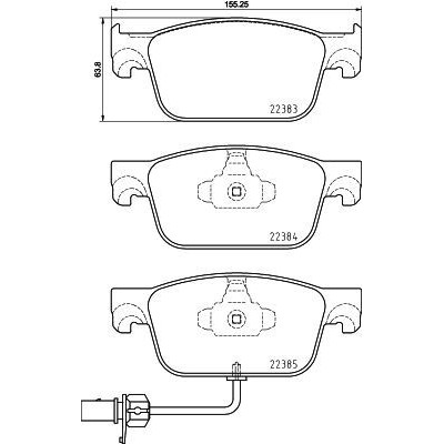 Bromsbelägg BREMBO P 85 153, Framaxel (Sats)
