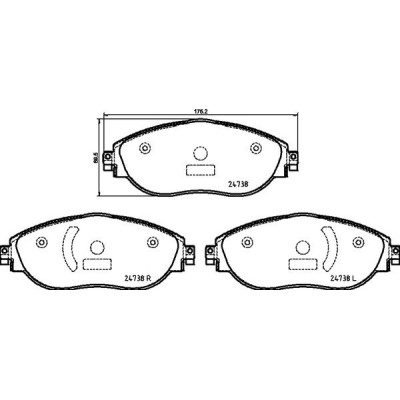 Bromsbelägg BREMBO P 85 166, Framaxel (Sats)