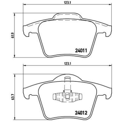 Bromsbelägg BREMBO P 86 019, Bakaxel (Sats)