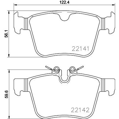 Bromsbelägg BREMBO P 86 029, Bakaxel (Sats)