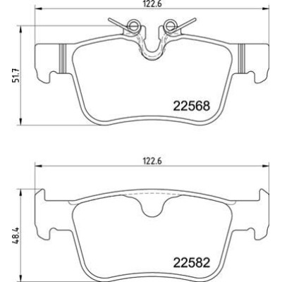Bromsbelägg BREMBO P 86 030, Bakaxel (Sats)